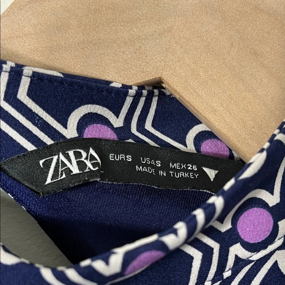 Zara Purple and Blue Geometric Blouse